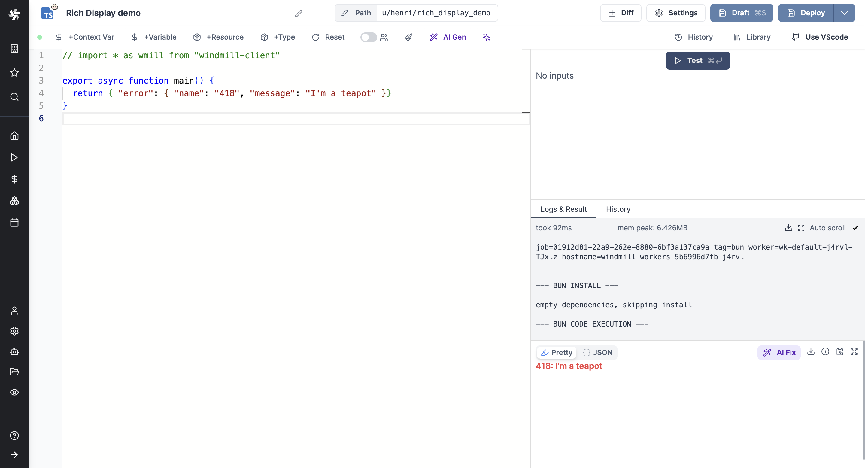 Rich display Error Rich display Error